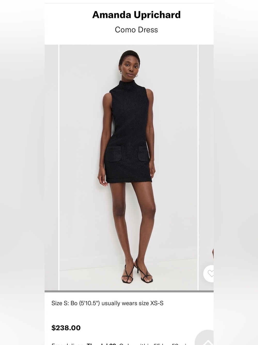 NWT Amanda Uprichard Black Sleeveless Mock Neck Mini Dress